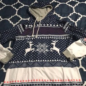 Holiday pullover sweater with side zip